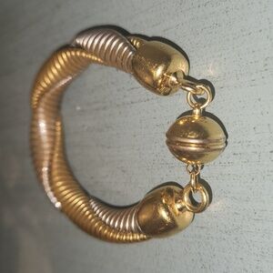 Sterling silver and brass entwined two toned metal bracelet size small